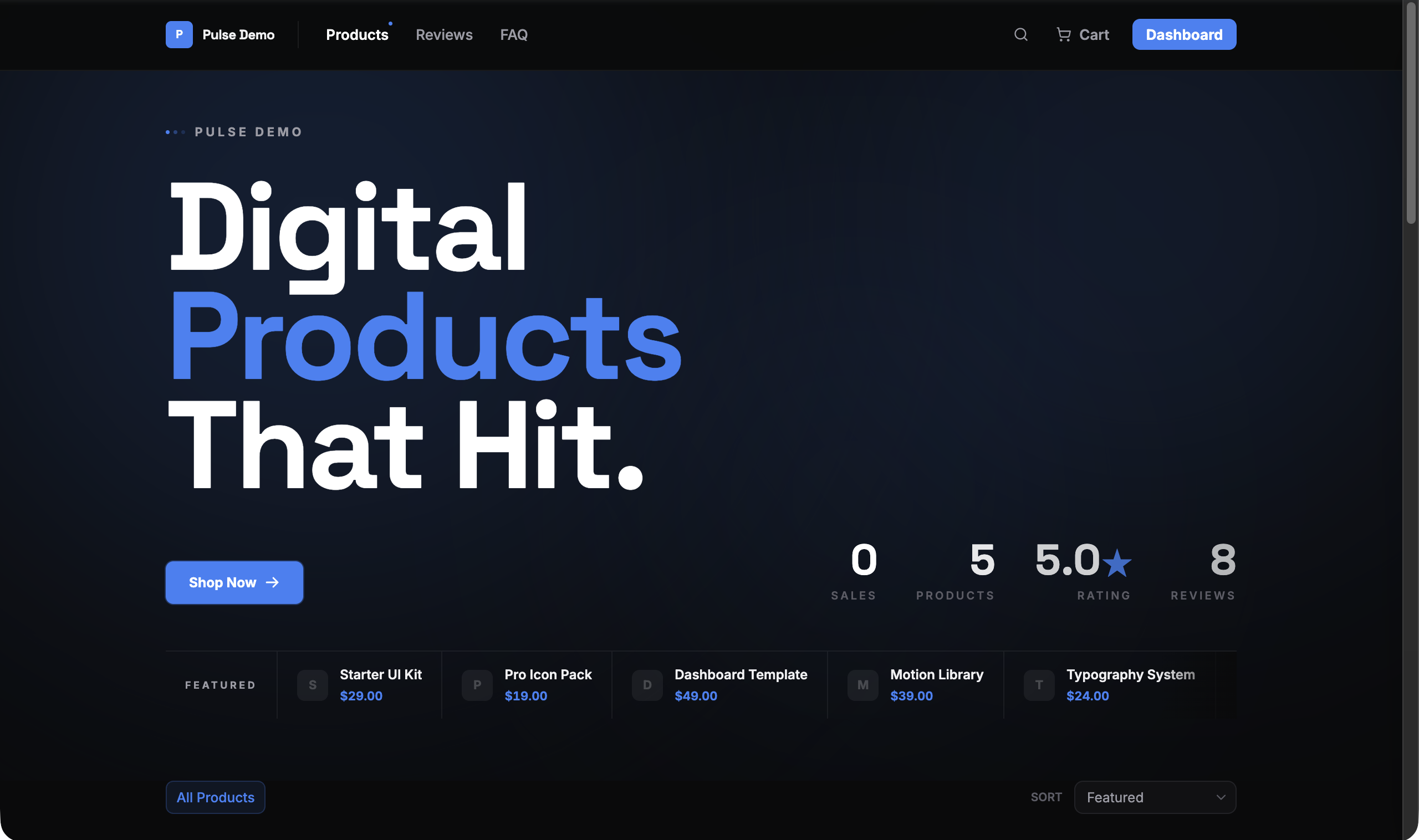 Pulse theme storefront